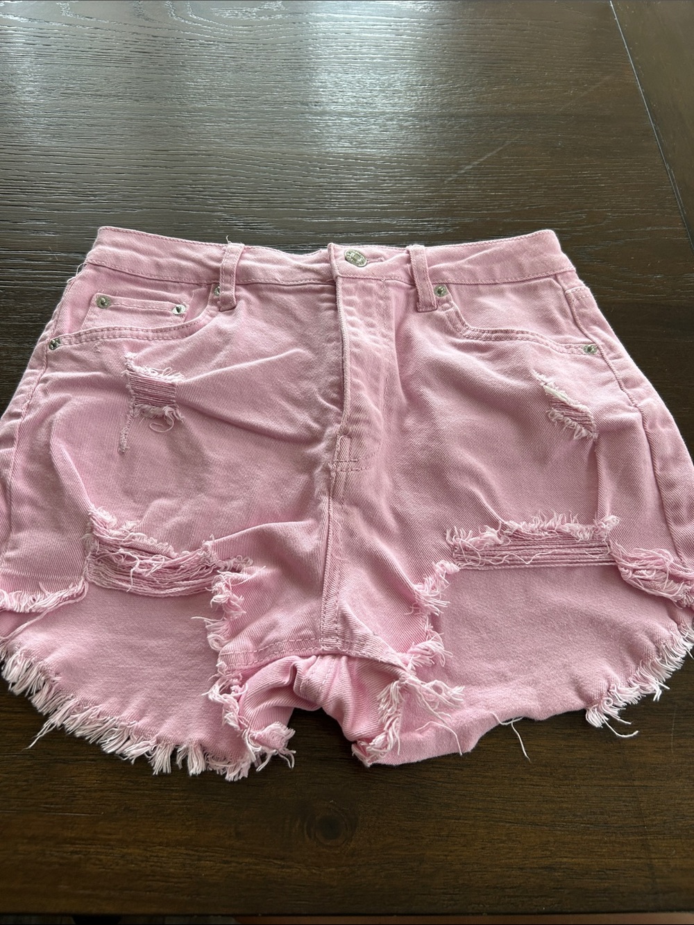 Love Tree Pink Distressed Denim Shorts